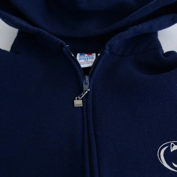Vintage 90S Russell Athletics Penn State University Navy Zip Up Sweatshirt - Picture 12 of 12